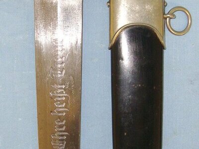 RARE**Rohm Name & Friendship Motto Erased**Early Nazi German 1933 Pattern SS Man’s Dagger Honour Motto Etched Blade & Scabbard. Sn 22239 Dagger