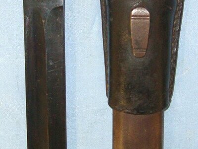WW1 Imperial German Storm Trooper’s Kar 98 Bayonet Re-Issued Inter War & WW2 To The Nazi ‘DR’ Deutsche Reichsbahn (German National Railway) Military Guards / Police & Scabbard With Leather Frog. Sn 22382 Bayonet