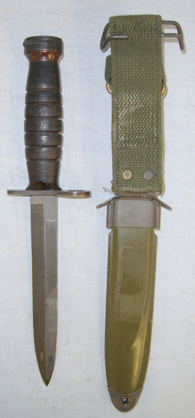 WW2 U.S. Army M4 Knife  Bayonet for the M1 Carbine By Imperial & M8A1 Scabbard By PWH (Pennsylvania Working Home For The Blind) Bayonet