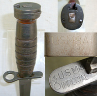 WW2 U.S. Army M4 Knife  Bayonet for the M1 Carbine By Imperial & M8A1 Scabbard By PWH (Pennsylvania Working Home For The Blind) Bayonet