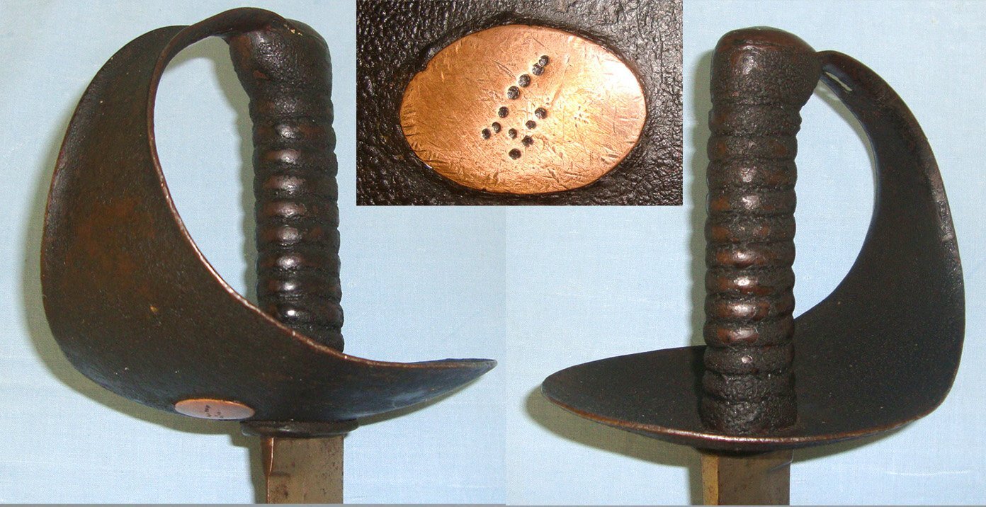 British 1845 Pattern Royal Navy Boarding Cutlass Guard With Brass Lozenge Marked Weapon Number ‘4’. Sn 22370:2 Sword