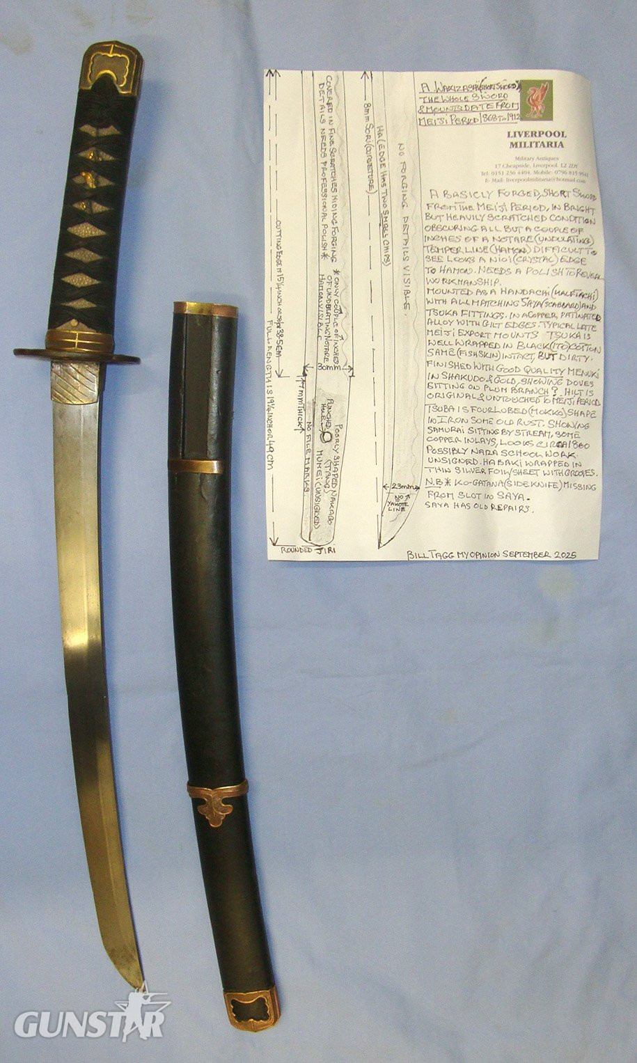 Japanese Meiji Period 1868-1912 Wakizashi Short With Scabbard & UK Expert Assessment. Sn 22824 Sword