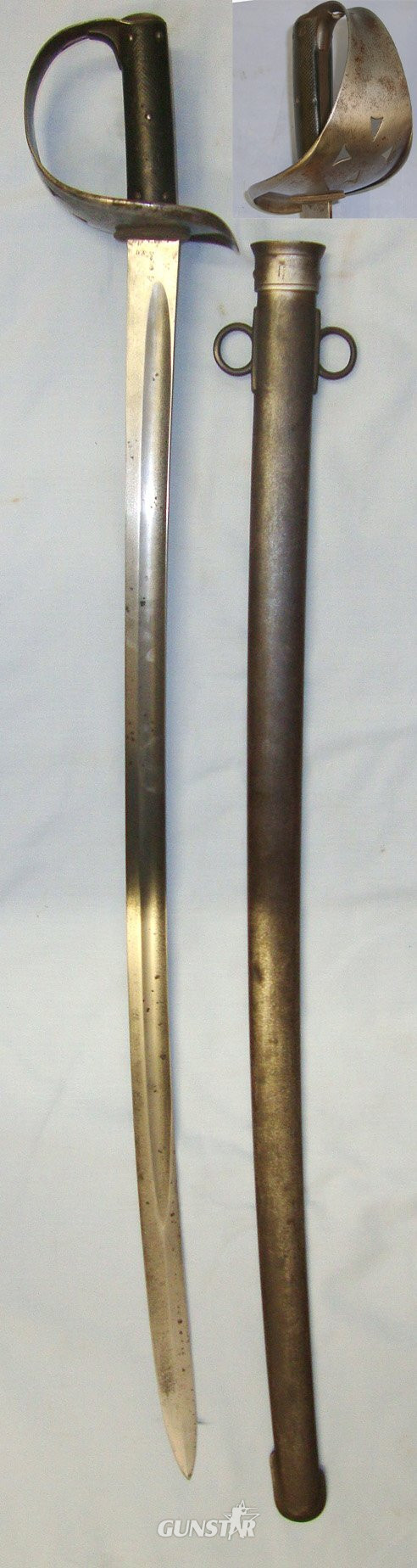 1886 Dated British WD 1885 Pattern Cavalry Troopers Sword Regiment Marked ’16 L’ To The 16th Lancers With 1889 Dated Mole Patent Scabbard Regiment Marked To The ‘OX Y’ Oxfordshire Yeomanry Cavalry. ED 3023 Sword in 