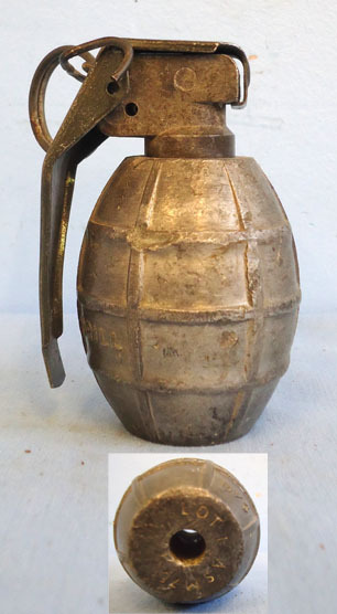 DEACTIVATED INERT. Belgian Mecar M73 Drill Dummy Fragmentation Hand Grenade. DEACTIVATED INERT. Belgian Mecar M73 Drill Dummy Fragmentation Hand Grenade.  Antique & Militaria
