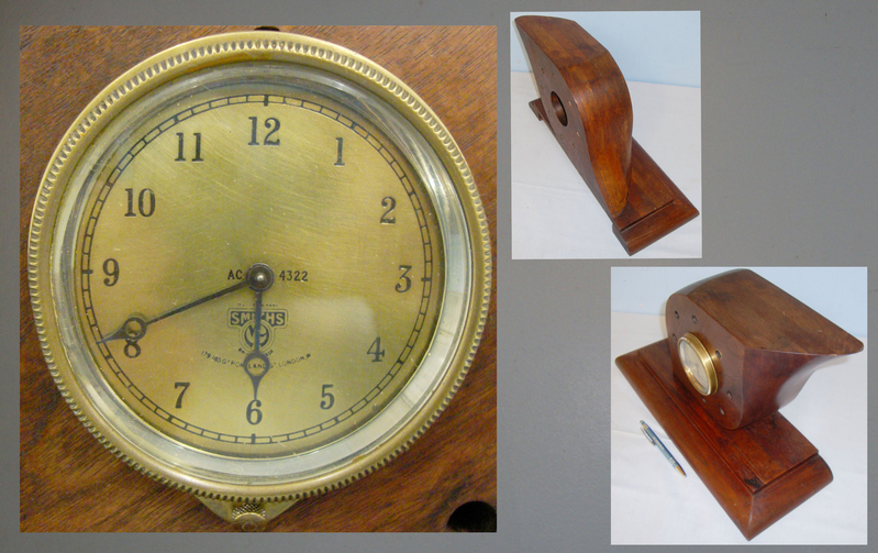 Original, WW1 Sopwith Pup British Fighter Aircraft Propeller Boss Converted To Officer\'s Mess/ Mantle Feature Piece with Brass Cased Front Wind Clock By Smiths London Mounted On original Propeller Wood Plinth. MISC 807. Original, WW1 Sopwith Pup British Fighter Aircraft Propeller Boss Converted To Officer\'s Mess/ Mantle Feature Piece with Brass Cased Front Wind Clock By Smiths London Mounted On original Propeller Wood Plinth. MISC 807. Other Accessory