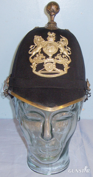 Post 1901, Home Service Pattern, Scottish, 1st Forfarshire Volunteer Artillery Blue Cloth Helmet With Ball Top Mount Marked Patent 23092 & Regulation Cork Helmet . Sn 10249. Post 1901, Home Service Pattern, Scottish, 1st Forfarshire Volunteer Artillery Blue Cloth Helmet With Ball Top Mount Marked Patent 23092 & Regulation Cork Helmet . Sn 10249. Clothing in 