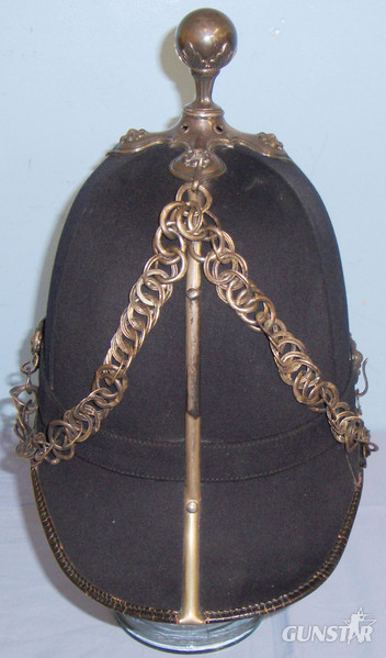  Post 1901, Home Service Pattern, Scottish, 1st Forfarshire Volunteer Artillery Blue Cloth Helmet With Ball Top Mount Marked Patent 23092 & Regulation Cork Helmet . Sn 10249. Post 1901, Home Service Pattern, Scottish, 1st Forfarshire Volunteer Artillery Blue Cloth Helmet With Ball Top Mount Marked Patent 23092 & Regulation Cork Helmet . Sn 10249. Clothing