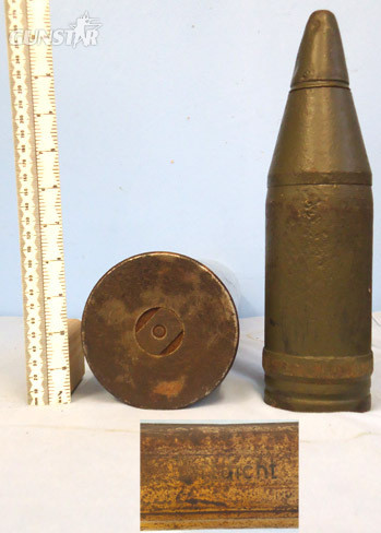 DEACTIVATED INERT. Unfired German WW2 1943 Dated 7.5cm (75 x 493R) APCBC/HE (Arm DEACTIVATED INERT. Unfired German WW2 1943 Dated 7.5cm (75 x 493R) APCBC/HE (Arm Antique & Militaria
