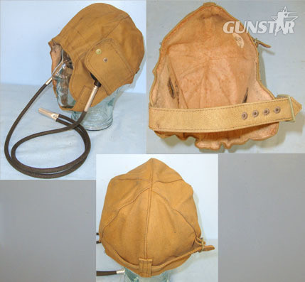 M.Kaye RAF Pilot’s Tan Cloth Pilot's Training Flying Helmet By M. Kaye With Correct Air Clothing
