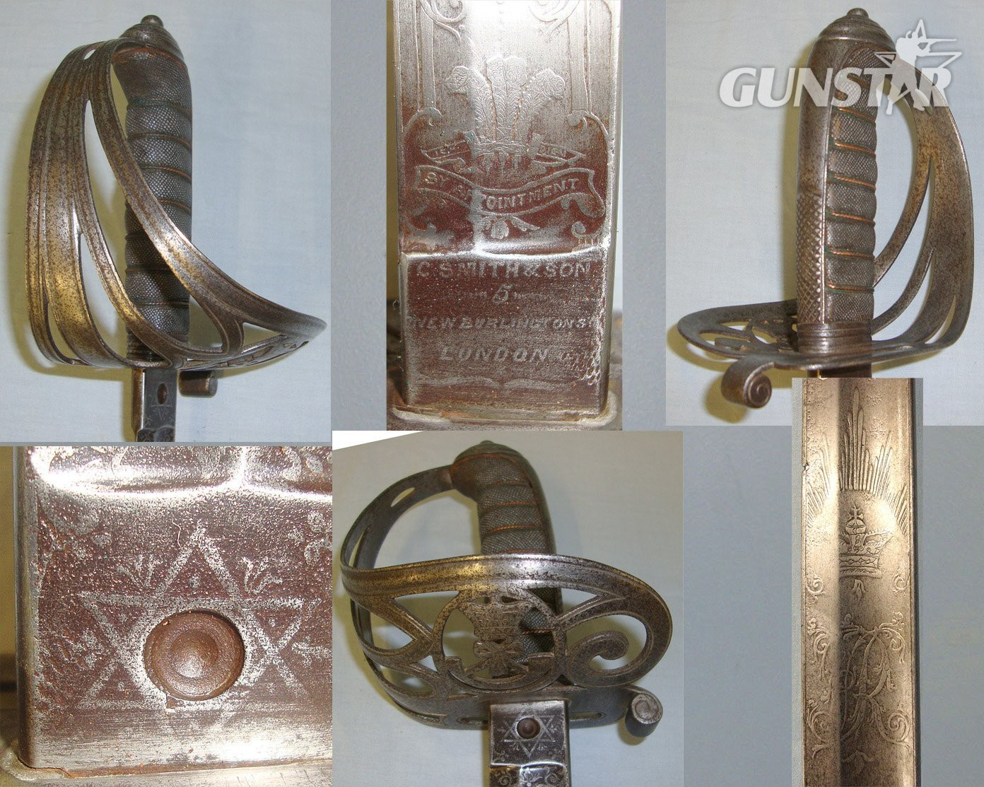 Victorian, British Ordnance C. Smith & Son London Pattern 1827 Officer's Presentation Sword With Etched Blade ‘F.S.F.S From G. Cadets Of B. Co R.M.C.S (Royal Military College Sandhurst) Christmas 1869’ & Scabbard. ED 2552  Sword