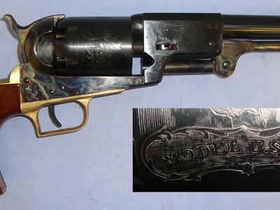 MASSIVE FRAME**Quality Uberti Colt Model 1847 ‘USMR’ (United States Mounted Rifles) 'Walker’s Dragoon' .44 Calibre Single Action Percussion Revolver With Colour Case Hardened Action & Cylinder Scene**UK/EU 2026 DEACTIVATION MOVING PARTS**D 5993 deactivated revolver None Revolver