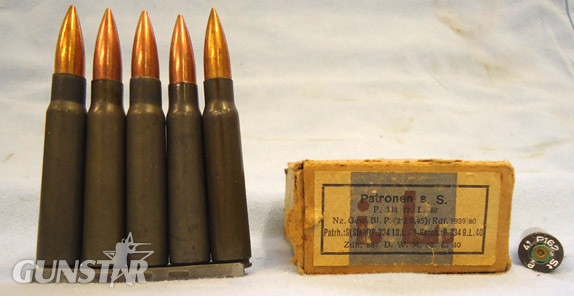  INERT DEACTIVATED. Unfired WW2 Original 1941 Dated German 15 Round (In stripper  INERT DEACTIVATED. Unfired WW2 Original 1941 Dated German 15 Round (In stripper  Antique & Militaria