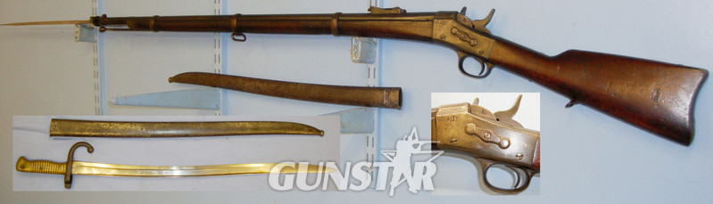 Remington U.S. Remington, 1870\\\'s Swedish Contract Rolling Block 11mm Rifle & Bayonet. (deactivated for display) Sn 10923:20. Single Shot None Rifle in 