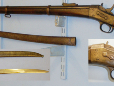 Remington U.S. Remington, 1870\\\'s Swedish Contract Rolling Block 11mm Rifle & Bayonet. (deactivated for display) Sn 10923:20. Single Shot None Rifle