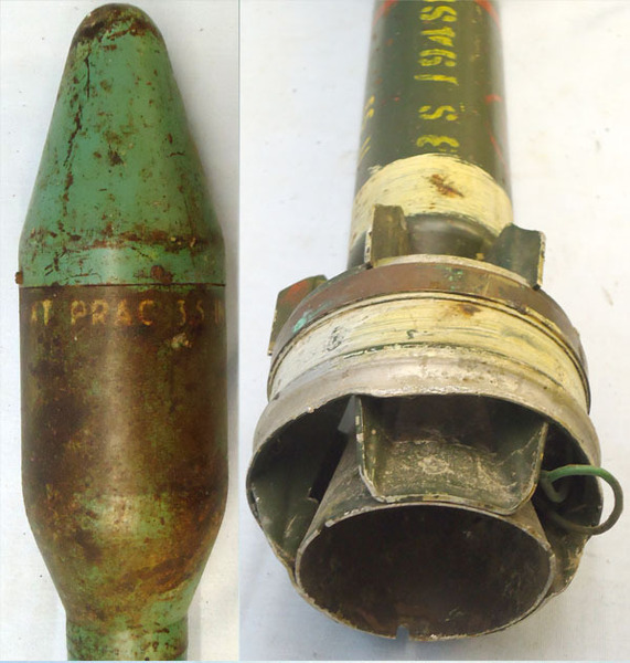DEACTIVATED INERT. British, 1953 Dated, L5 3.5 Inch Practice HEAT (High Explosive Anti-Tank) (Bazooka) Round. - O 1774 DEACTIVATED INERT. British, 1953 Dated, L5 3.5 Inch Practice HEAT (High Explosive Anti-Tank) (Bazooka) Round. - O 1774  Other Ammunition