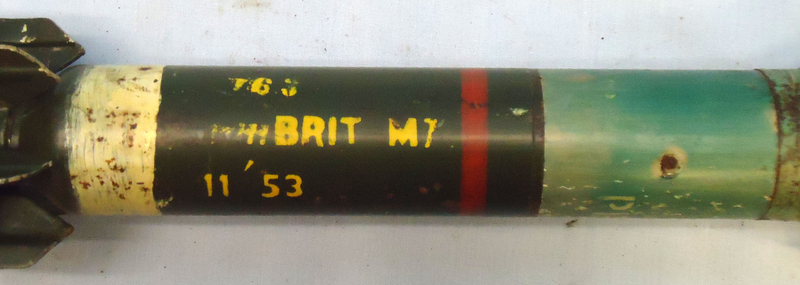 {CATEGORY} - DEACTIVATED INERT. British, 1953 Dated, L5 3.5 Inch Practice HEAT (High Explosive Anti-Tank) (Bazooka) Round. - O 1774 DEACTIVATED INERT. British, 1953 Dated, L5 3.5 Inch Practice HEAT (High Explosive Anti-Tank) (Bazooka) Round. - O 1774  Other Ammunition in 