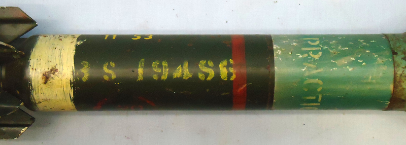 {CATEGORY} - DEACTIVATED INERT. British, 1953 Dated, L5 3.5 Inch Practice HEAT (High Explosive Anti-Tank) (Bazooka) Round. - O 1774 DEACTIVATED INERT. British, 1953 Dated, L5 3.5 Inch Practice HEAT (High Explosive Anti-Tank) (Bazooka) Round. - O 1774  Other Ammunition