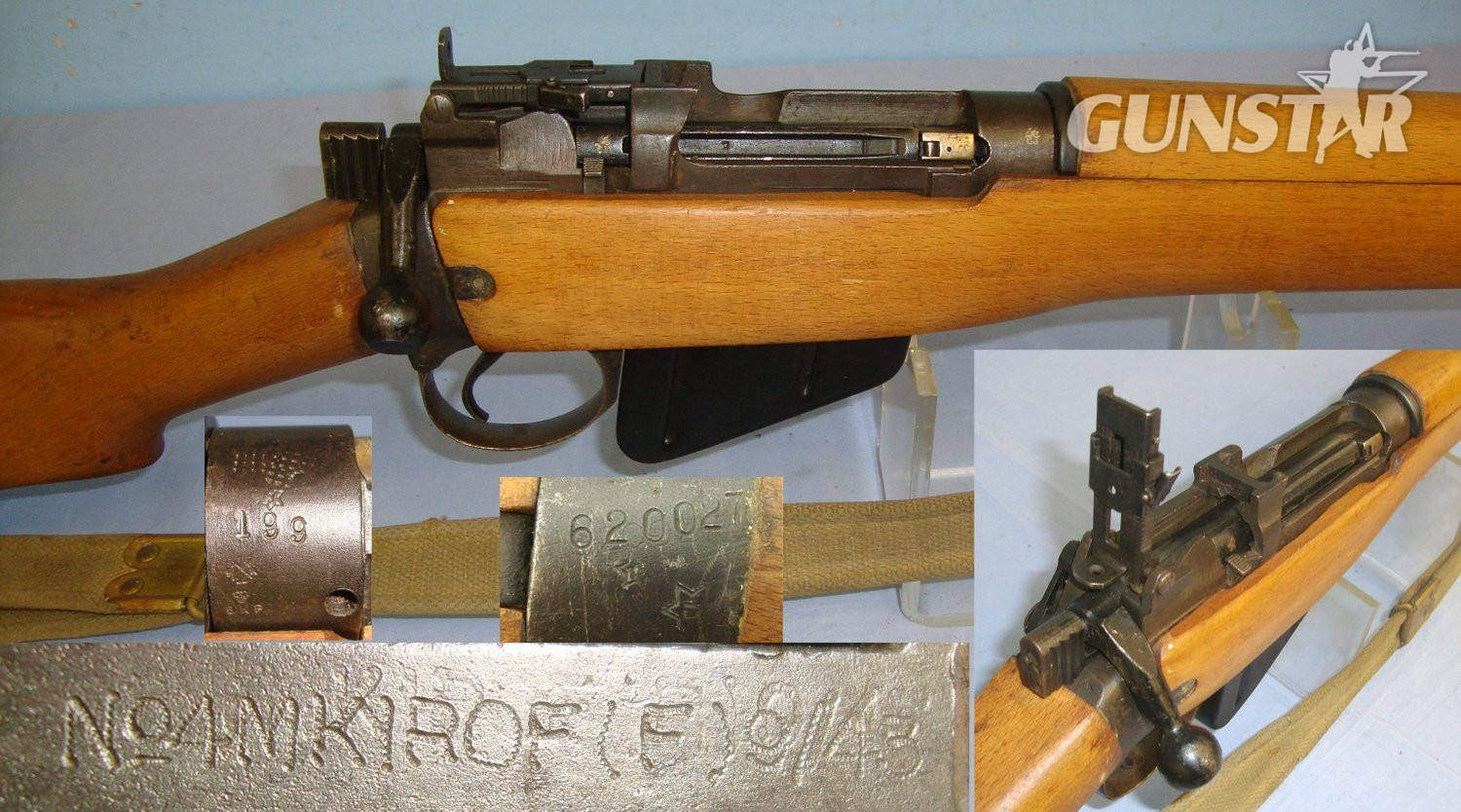 Lee Enfield With Sling, No.4 MK II Pig Sticker Bayonet & No.4 MK 1 Scabbard. D 5999 Bolt Action None Rifle in 