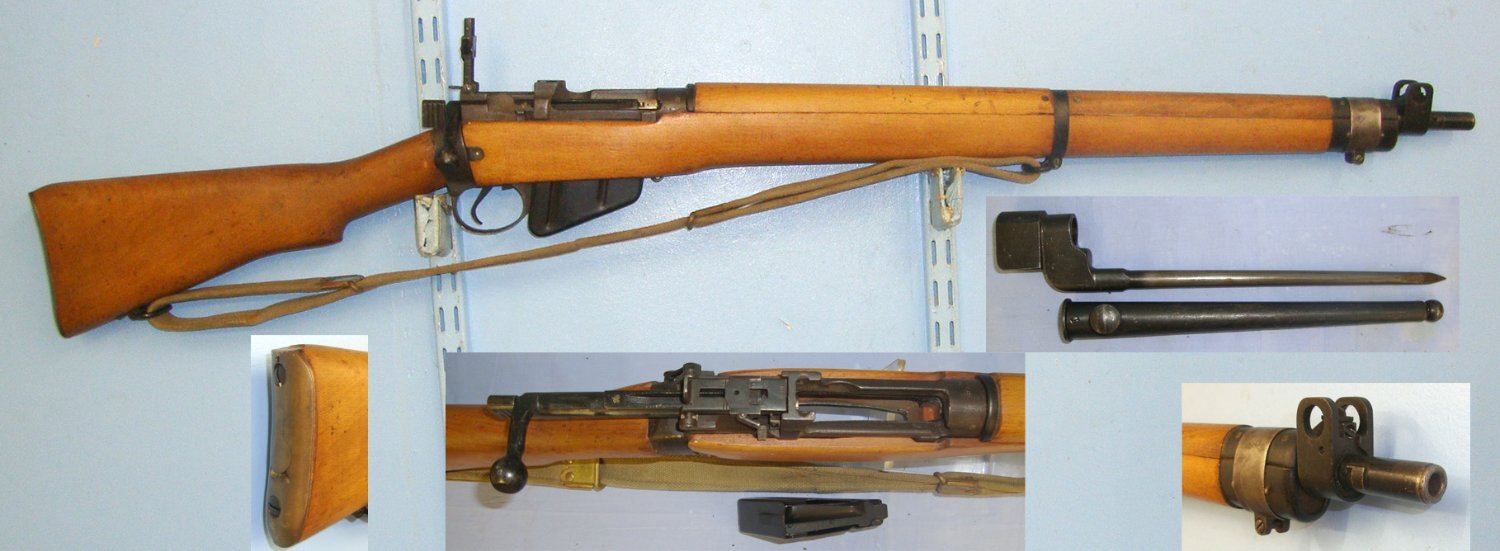Lee Enfield With Sling, No.4 MK II Pig Sticker Bayonet & No.4 MK 1 Scabbard. D 5999 Bolt Action None Rifle