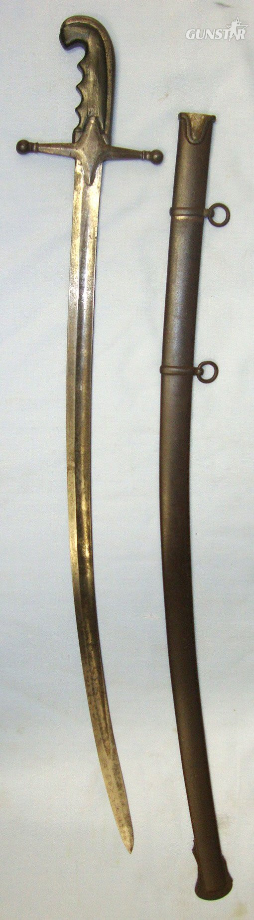 UNKNOWN SWORD**Circa 19th Century Sword With Curved Sabre Blade & Steel Scabbard. ED 3029 Sword in 
