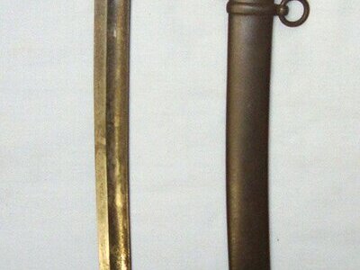 UNKNOWN SWORD**Circa 19th Century Sword With Curved Sabre Blade & Steel Scabbard. ED 3029 Sword