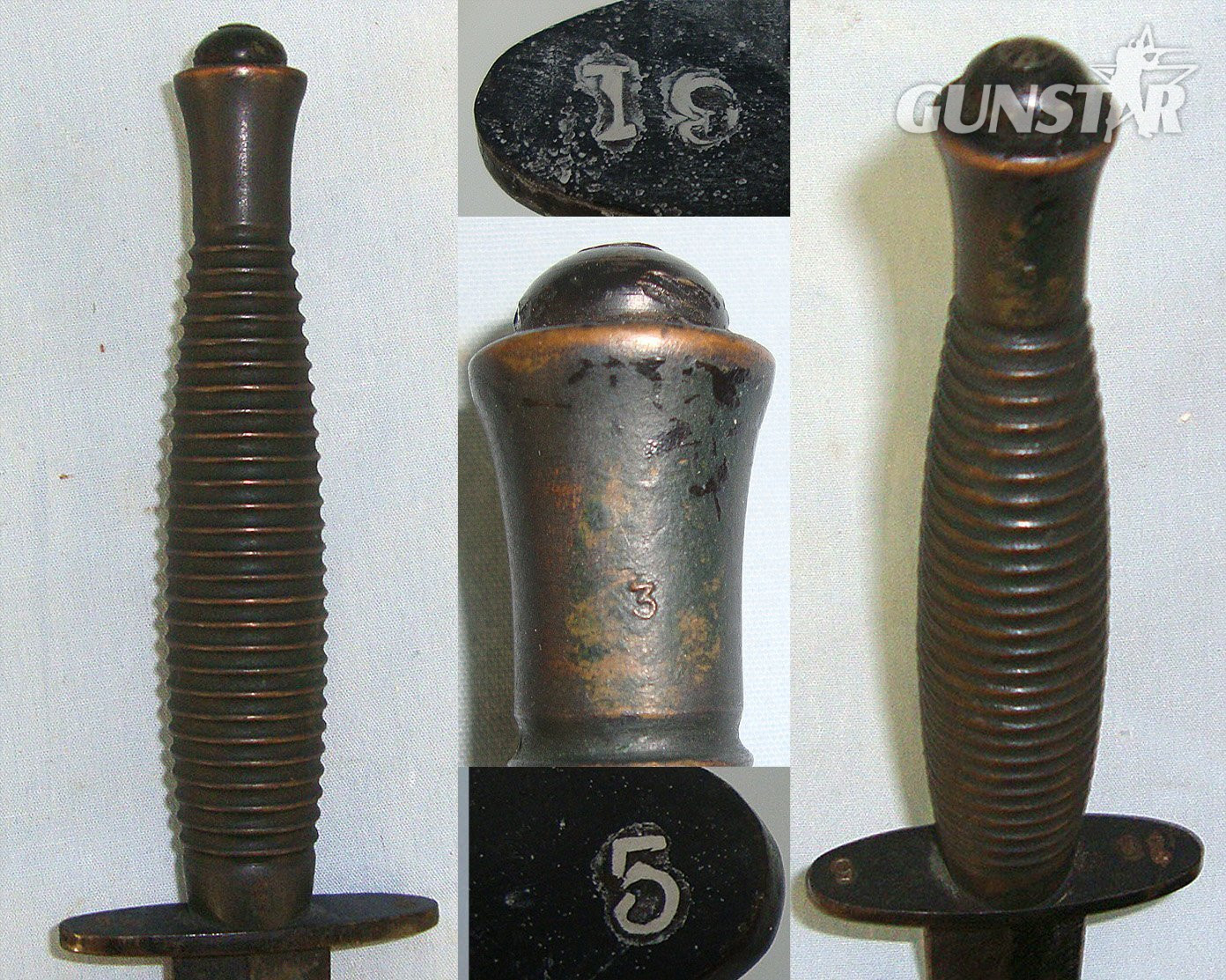 WW2 Era British 3rd Pattern Commando Fairbairn Sykes FS Fighting Knife With No.3 Mould Marked Hilt, Guard Stamped ‘I9’ & ‘5’ & Scabbard. ED 901 Knive