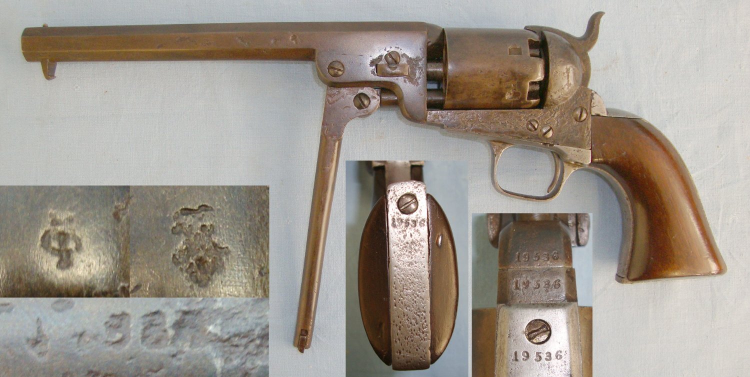 1855 CRIMEA WAR ERA**MATCHING NUMBERS**British Colt London Navy Model 1851 .36 Calibre Cap & Ball Revolver. Sn 20709:21 revolver .36 Cal Muzzleloader Revolver