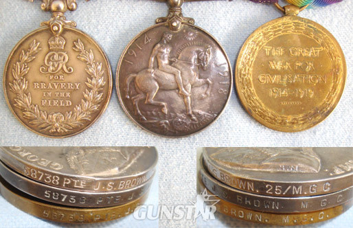  WW1 Military Medal Trio To Private 58734 J.S. Brown Machine Gun Corps With Ribbo WW1 Military Medal Trio To Private 58734 J.S. Brown Machine Gun Corps With Ribbo Other Accessory