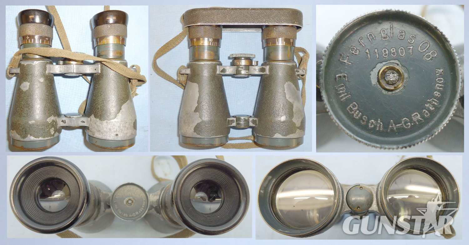 Scarce/as Found* German WWI Fernglas 08 Binoculars Maker marked Busch A-G Rathenow  in Original Case. 21645. Scarce/as Found* German WWI Fernglas 08 Binoculars Maker marked Busch A-G Rathenow  in Original Case. 21645.  Sight & Optic