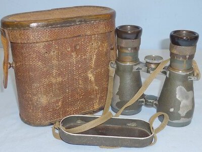 Scarce/as Found* German WWI Fernglas 08 Binoculars Maker marked Busch A-G Rathenow  in Original Case. 21645. Scarce/as Found* German WWI Fernglas 08 Binoculars Maker marked Busch A-G Rathenow  in Original Case. 21645.  Sight & Optic