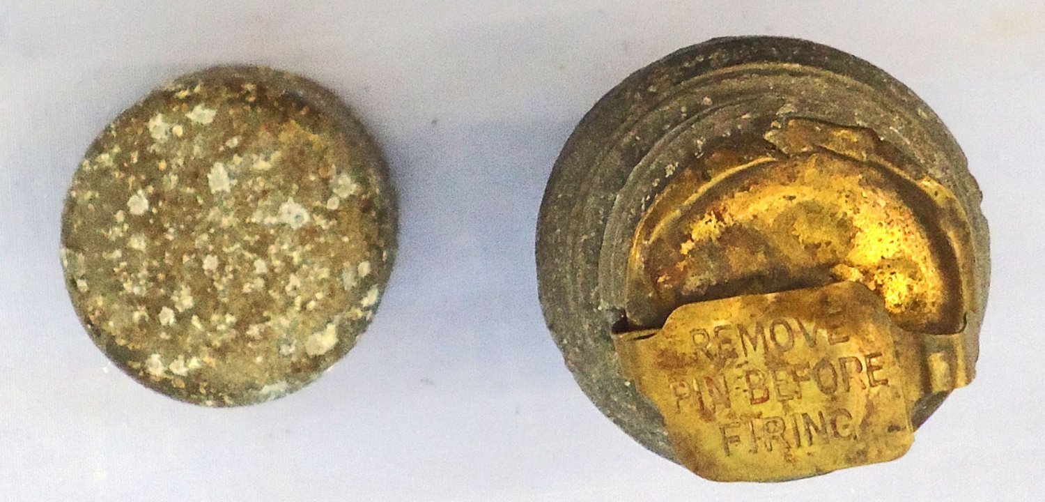 {CATEGORY} - INERT DEACTIVATED. Original, Fired, 1954 Dated British 3 Inch Practice High Explosive (HE) Mortar. - O 2235 INERT DEACTIVATED. Original, Fired, 1954 Dated British 3 Inch Practice High Explosive (HE) Mortar. - O 2235  Other Ammunition