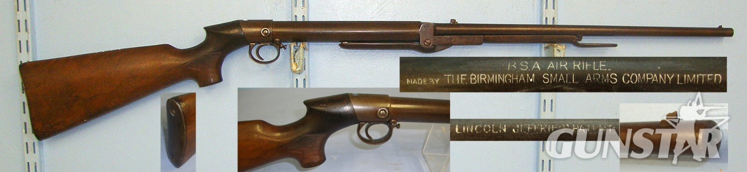 Early 1906-1907 B.S.A Improved Model Lincoln Jeffries Patent .177 Calibre Underlever Air Rifle With Early Bayonet Catch Lever ( no protective side fences),  Pistol Grip Stock Variant. Sn 23041 .177 in 