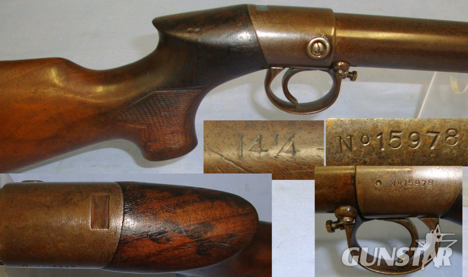 Early 1906-1907 B.S.A Improved Model Lincoln Jeffries Patent .177 Calibre Underlever Air Rifle With Early Bayonet Catch Lever ( no protective side fences),  Pistol Grip Stock Variant. Sn 23041 .177