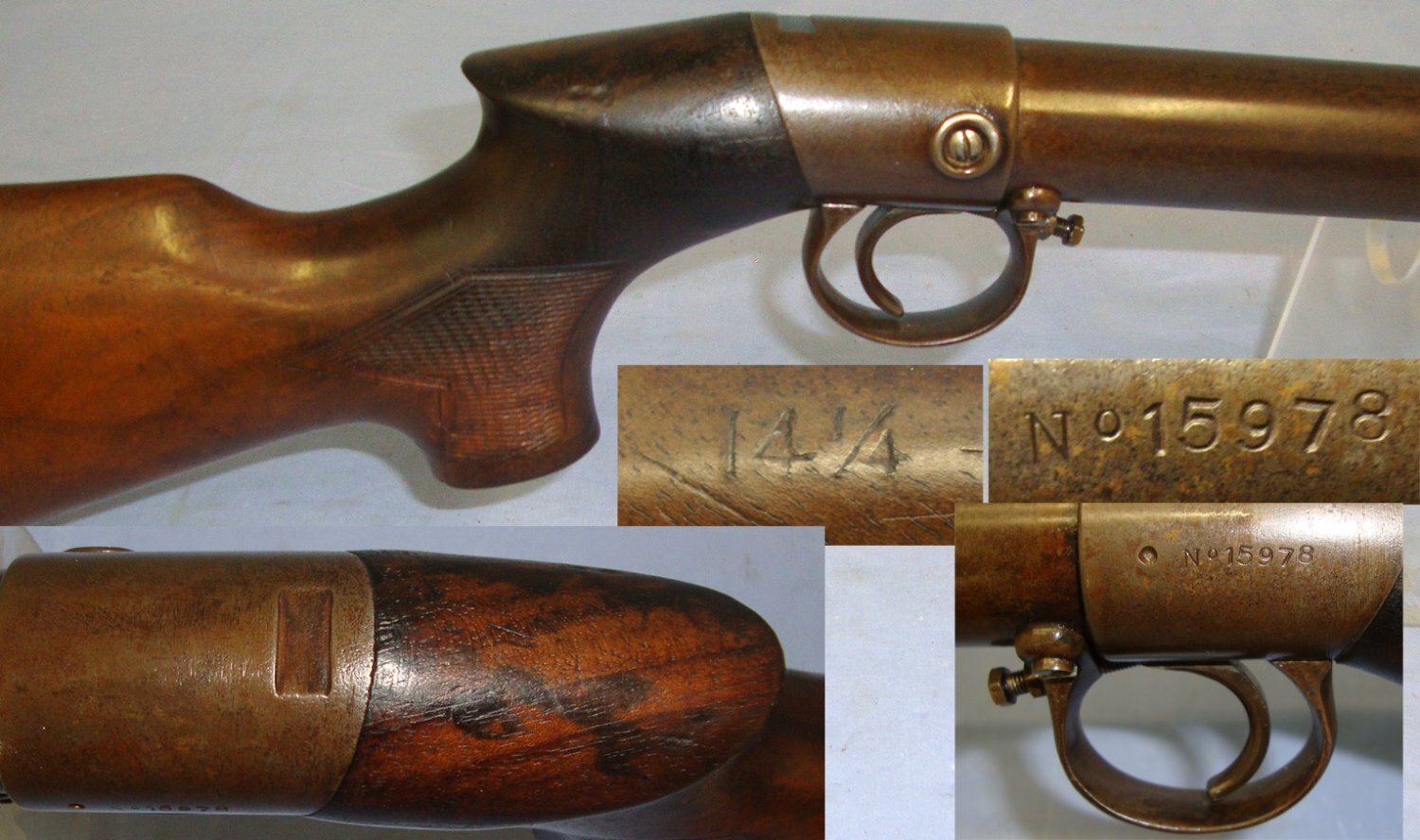 Early 1906-1907 B.S.A Improved Model Lincoln Jeffries Patent .177 Calibre Underlever Air Rifle With Early Bayonet Catch Lever ( no protective side fences),  Pistol Grip Stock Variant. Sn 23041 .177