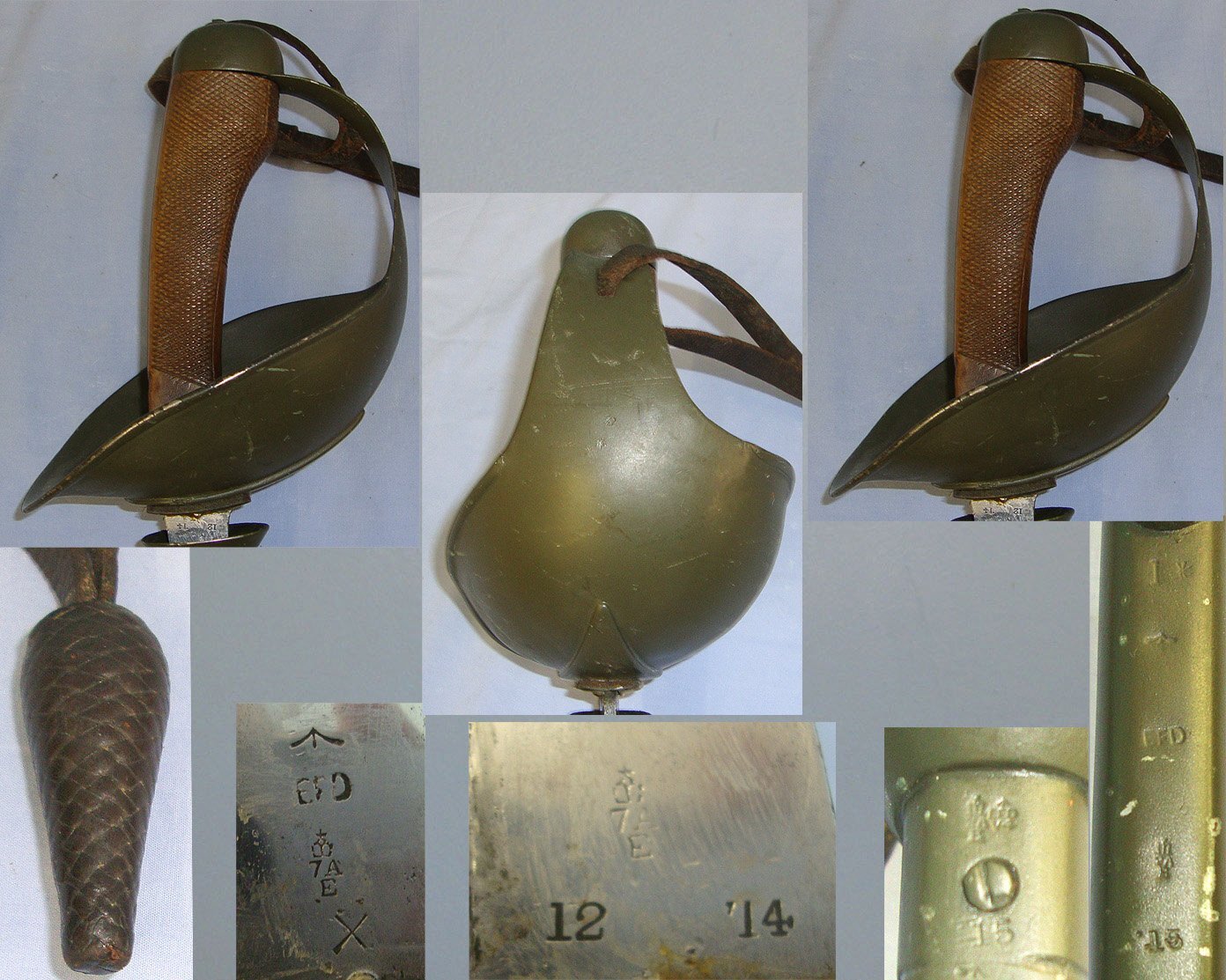WW1 1914 British Enfield WD 1908 Pattern Heavy Cavalry Troopers Sword With Leather Cord & Acorn Portepee & 1915 Enfield WD Scabbard. Sn 23484:105 Sword