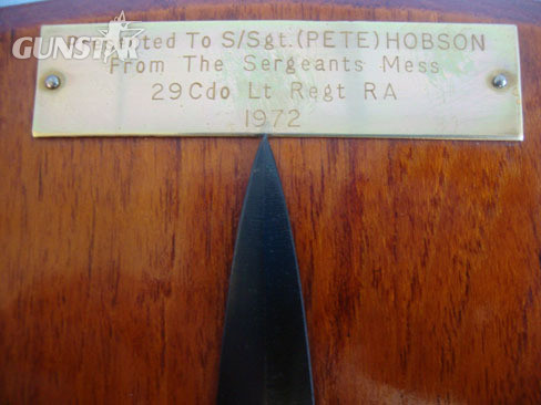 Presentation 3rd Pattern F.S. Commando Dagger With Inscribed Plaque To Staff Sgt Knive