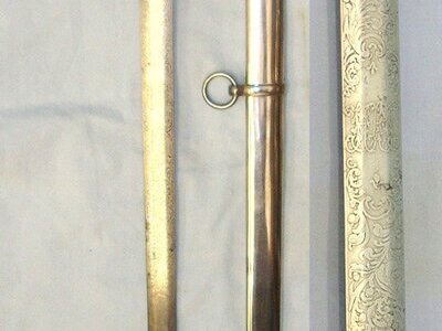 OLDEST BRITISH ARMY REGIMENT**C1870 British Honourable Artillery (HAC) Officer’s Sword By Warren London With Etched Blade & Scabbard. Sn 22645:5 Sword