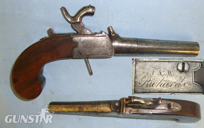 J & W Richards Percussion Pocket Pistol With Screw Off Barrel. Sn 21393:68 None Muzzleloader in 