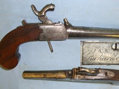 J & W Richards Percussion Pocket Pistol With Screw Off Barrel. Sn 21393:68 None Muzzleloader