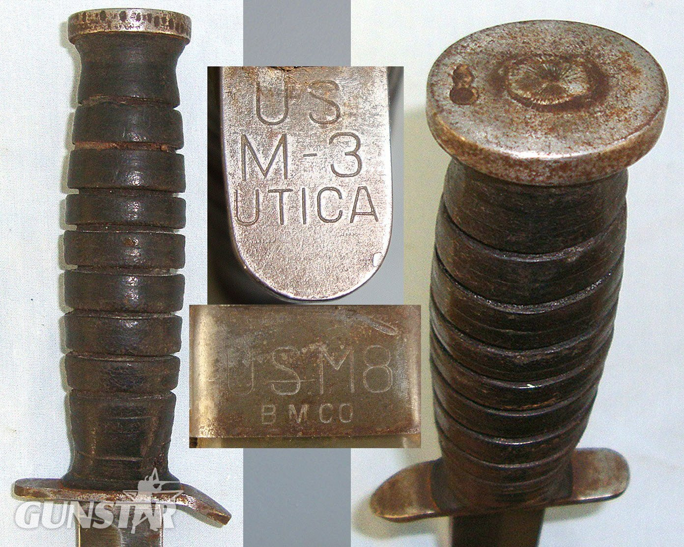 WW2 US Army M3 Fighting Knife By Utica & M8 Scabbard By BM Co (Beckwith Manufacturing Company) With Integral Frog. ED 903 Knive