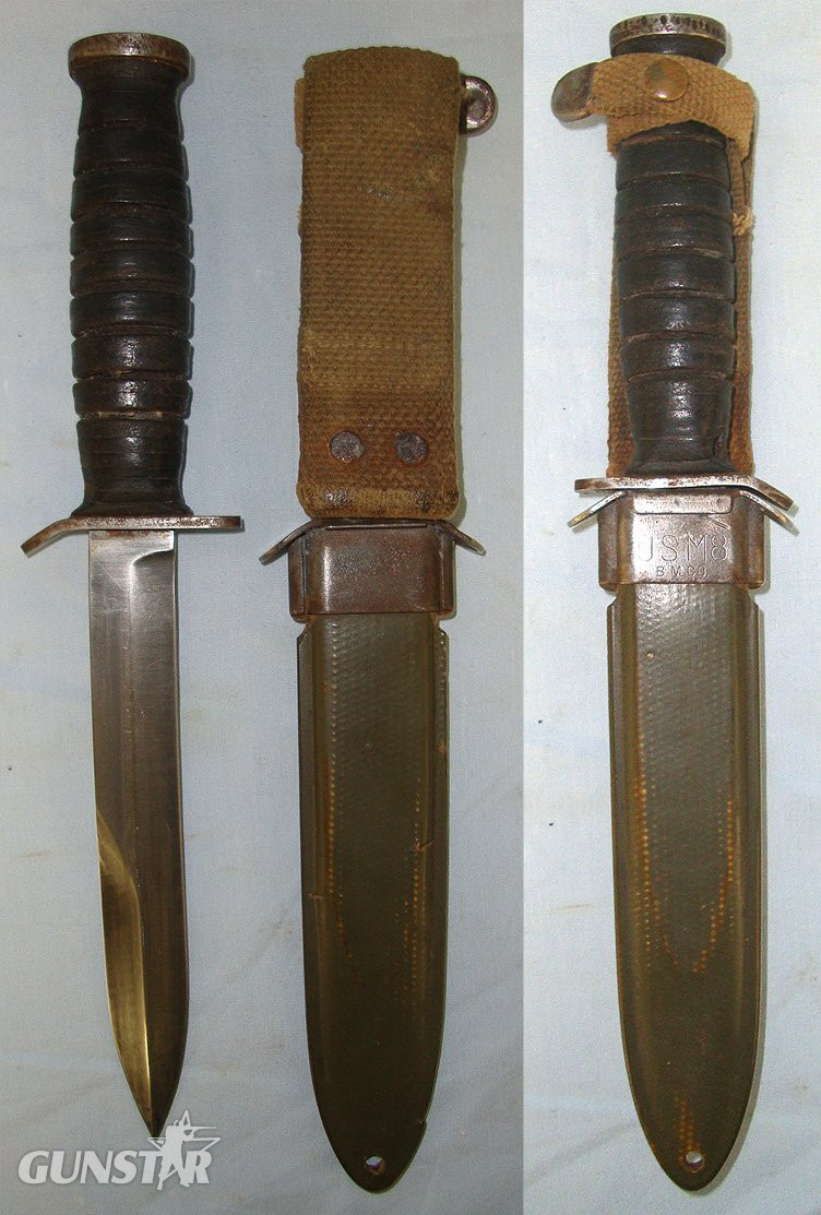  WW2 US Army M3 Fighting Knife By Utica & M8 Scabbard By BM Co (Beckwith Manufacturing Company) With Integral Frog. ED 903 Knive