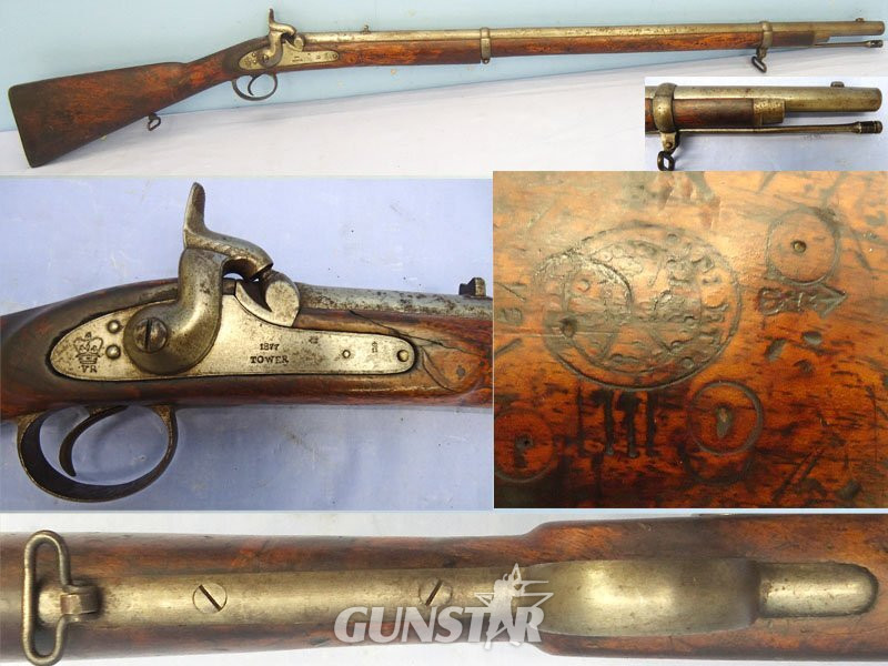 Tower, 1877 Dated, Native Sergeants Pattern 1858, 2 Band, Smoothbore .600” Percussion Musket. Sn - 23174:37 Tower, 1877 Dated, Native Sergeants Pattern 1858, 2 Band, Smoothbore .600” Percussion Musket. Sn - 23174:3737 Muzzleloader Various Rifle in 