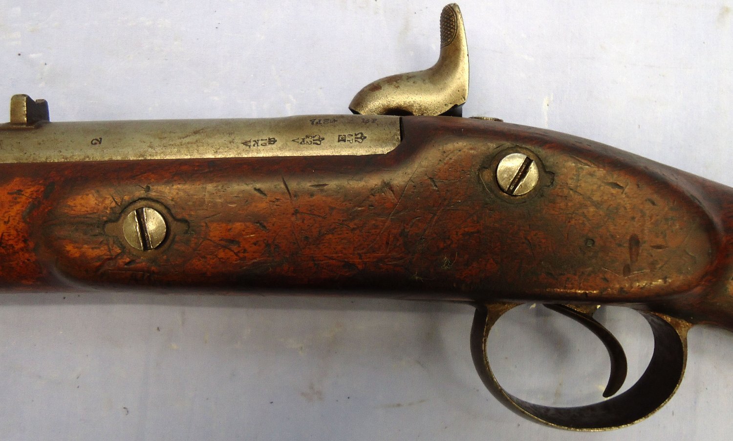 {CATEGORY} - Tower, 1877 Dated, Native Sergeants Pattern 1858, 2 Band, Smoothbore .600” Percussion Musket. Sn - 23174:37 Tower, 1877 Dated, Native Sergeants Pattern 1858, 2 Band, Smoothbore .600” Percussion Musket. Sn - 23174:3737 Muzzleloader Various Rifle