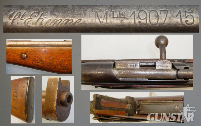 MAS (Manufacture d'Armes St. Etienne) Model 1907/15 8mm Carbine Bolt Action 8 mm Rifle