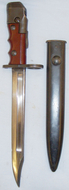 British No7 Mk 1 L Bayonet for No4 SMLE Rifles & MK V Sten Sub Machine Guns with Swivel Handle and Scabbard. BAYO 418. Bayonet