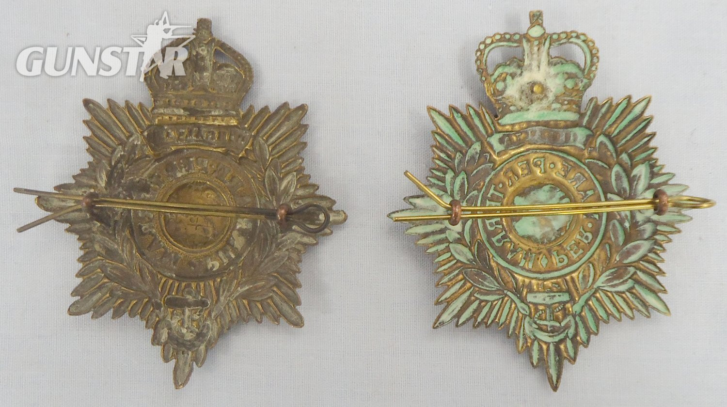  Pair* Royal Marine Plymouth Division Band helmet plates circa 1919-52. 2234:10. Pair* Royal Marine Plymouth Division Band helmet plates circa 1919-52. 2234:10.  Antique & Militaria