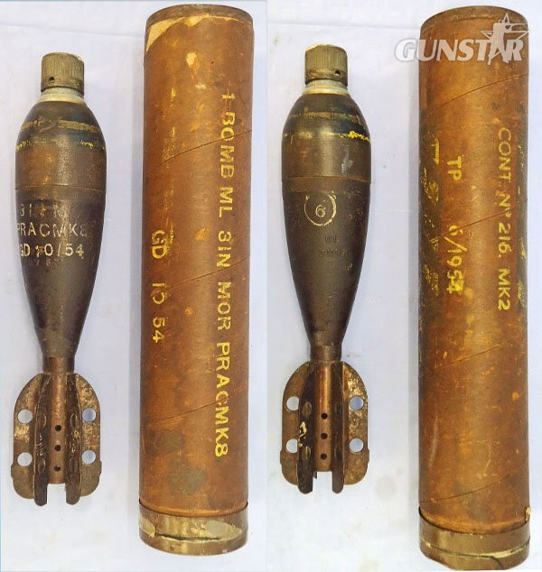 INERT DEACTIVATED. Unfired, Original Korean/Cold War Era, 1954 Dated British 3 Inch Practice High Explosive (HE) Mortar & Original Transit Container. Sn - 21775 INERT DEACTIVATED. Unfired, Original Korean/Cold War Era, 1954 Dated British 3 Inch Practice High Explosive (HE) Mortar & Original Transit Container. Sn - 21775  Other Ammunition in 