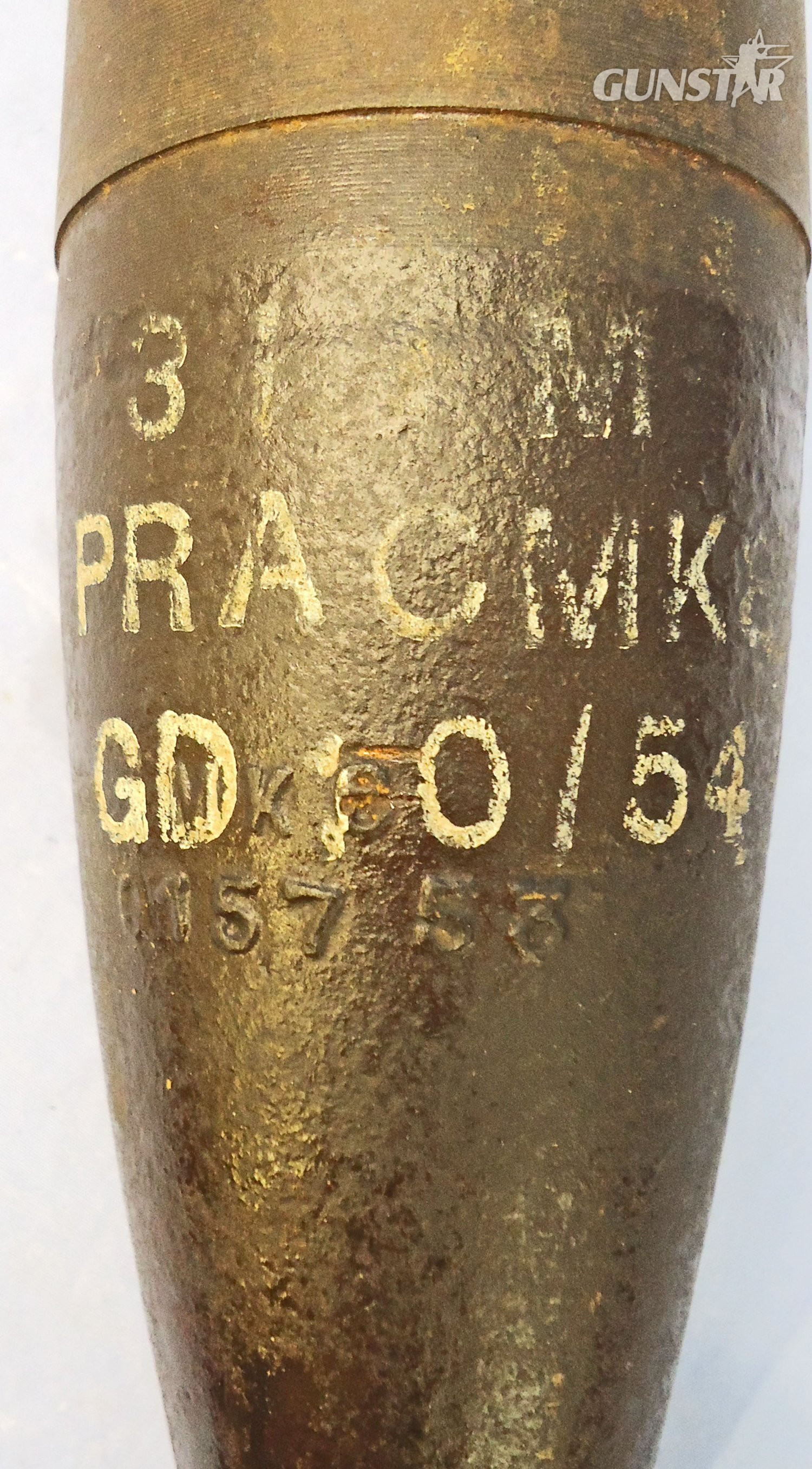 {CATEGORY} - INERT DEACTIVATED. Unfired, Original Korean/Cold War Era, 1954 Dated British 3 Inch Practice High Explosive (HE) Mortar & Original Transit Container. Sn - 21775 INERT DEACTIVATED. Unfired, Original Korean/Cold War Era, 1954 Dated British 3 Inch Practice High Explosive (HE) Mortar & Original Transit Container. Sn - 21775  Other Ammunition in 