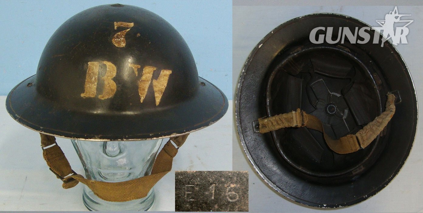 WW2 British ARP (Air Raid Precautions) Bomb Warden’s Tommy Combat Helmet Stencilled Paint ‘7 BW’ Designation Marked With Liner & Chin Strap. HE 857  Clothing