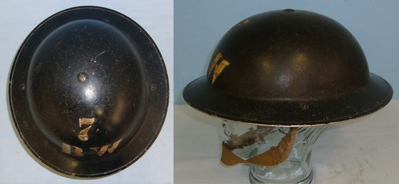  WW2 British ARP (Air Raid Precautions) Bomb Warden’s Tommy Combat Helmet Stencilled Paint ‘7 BW’ Designation Marked With Liner & Chin Strap. HE 857  Clothing